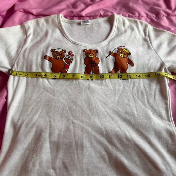 Vintage 70s/80s Fun-Tees Golfing Bears Graphic T-Shirt White Single Stitch M - Picture 7 of 8